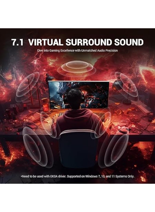 EKSA E1000 V2 Gaming Headset, PC Headset with USB C Plug, Wired Headphones with Noise Canceling Microphone, 7.1 Surround Sound, RGB Light, include USB Adapter for Computer,Mac, PS4/PS5 Console, Laptop - Image 4